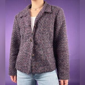 Requirements Sz 12 Purple Magenta Multi Poly Chenille Blend Lined Blazerexcel